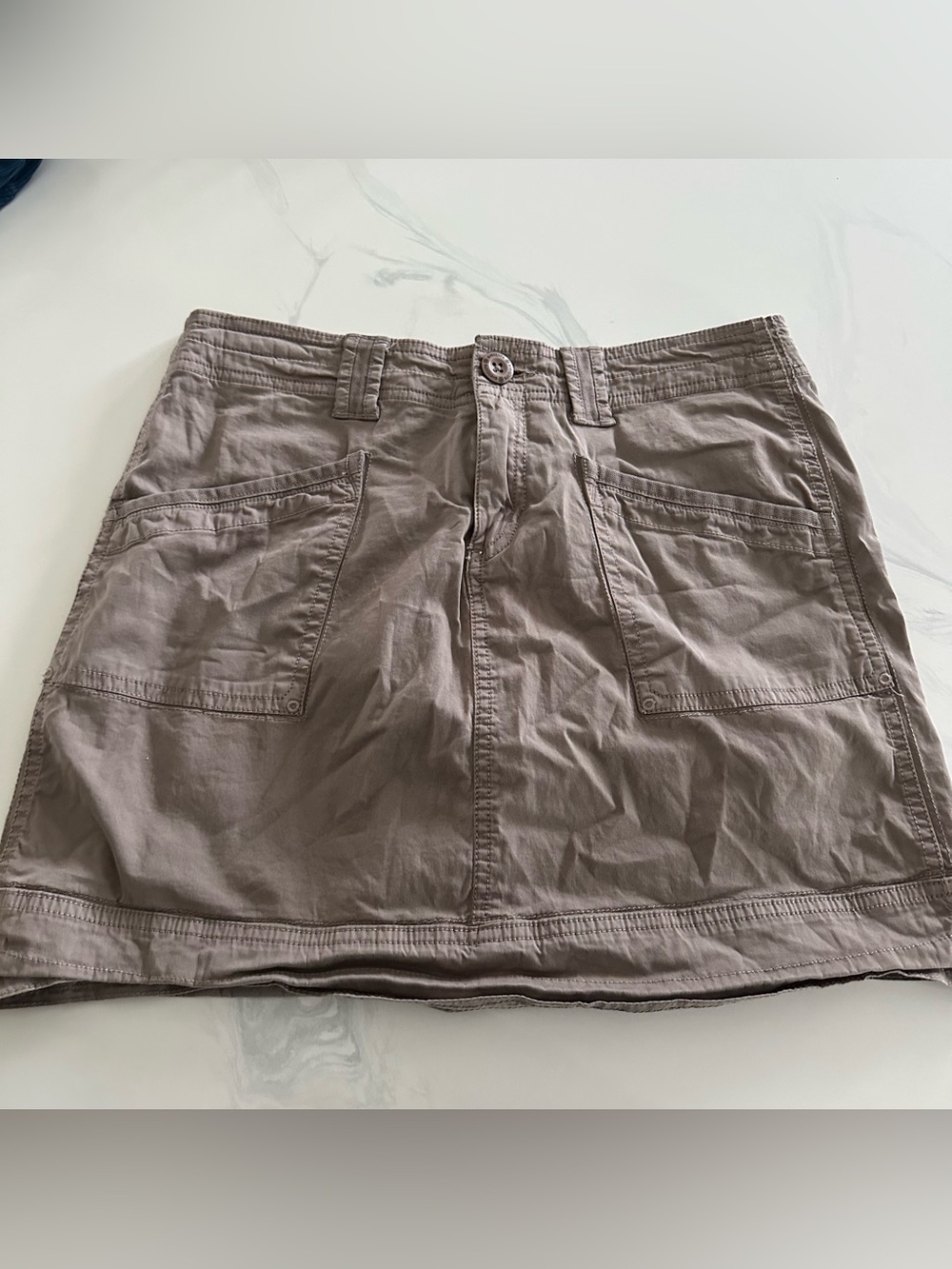 Aventura Arden brown mini utility skirt with shorts organic cotton